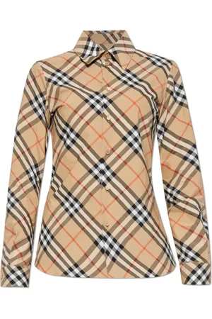Burberry Bluzki, Kobieta, Beżowy, 2XS, Bawełna, Koszula w kratę