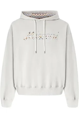 Missoni Bluzy, Mężczyzna, Biały, S, Bawełna, Bluza z kapturem w zigzagi