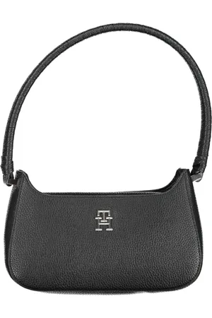 Tommy Hilfiger Torebki, Kobieta, Czarny, ONE SIZE, Czarna Torba na Ramię z Zapięciem na Magnes