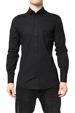 Dolce & Gabbana Koszule, Mężczyzna, Czarny, M, Czarna Złota Bawełniana Sukienka Formalna Koszula