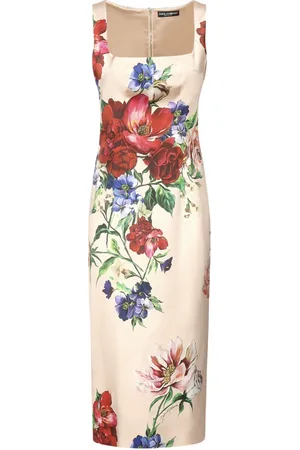Dolce & Gabbana Sukienki, Kobieta, Wielobarwność, S, Różowa Sukienka Bez Rękawów z Dekoltem na Ramiączka
