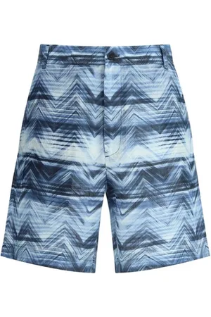 Missoni Szorty, Mężczyzna, Niebieski, S, Szorty w Pasy Zigzag z Zapięciem na Guzik