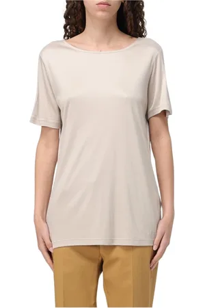 FAY Bluzki, Kobieta, Biały, 2XL, Jedwabny Top z Dekoltem łodziowym
