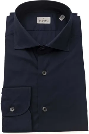 BAGUTTA Koszule, Mężczyzna, Niebieski, S, Bawełna, Slim Fit French Collar Shirt