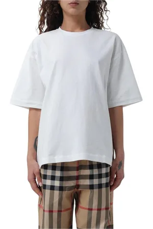 Burberry Koszulki, Kobieta, Biały, S, Klasyczny Biały Crew Neck Tee