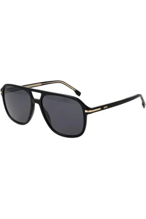 HUGO BOSS Akcesoria, Mężczyzna, Czarny, ONE SIZE, Klasyczne Okulary Przeciwsłoneczne Aviator z Acetatową Ramą