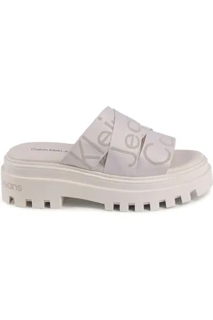 Calvin Klein Buty, Kobieta, Wielobarwność, 38 EU, Białe Sandały Na Koturnie Moda Ekologiczna
