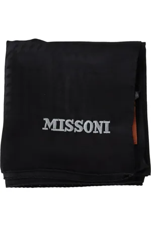 Missoni Akcesoria, Mężczyzna, Czarny, ONE SIZE, Autentyczny Wełniany Szal z Haftem Logo