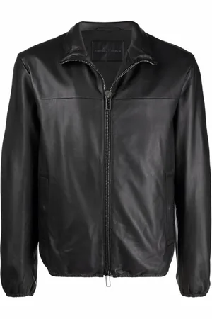 Emporio Armani Kurtki, Mężczyzna, Czarny, 2XL, Czarna Kurtka Skórzana Stylowa