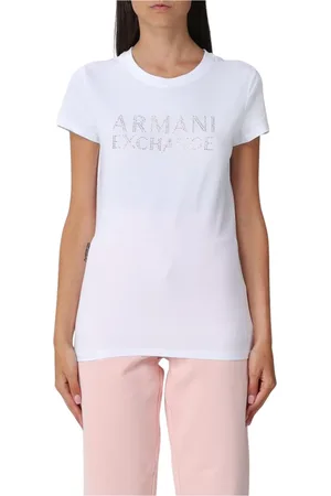 Armani Exchange Koszulki, Kobieta, Biały, M, Biały T-shirt z ozdobnym logo