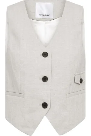 Co`Couture Kurtki, Kobieta, Biały, L, Lisacc Linen Tailor Vest Blazer