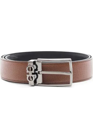 Salvatore Ferragamo Akcesoria, Mężczyzna, brązowy, 105 CM, Brązowy Skórzany Pasek z Klamrą Gancini