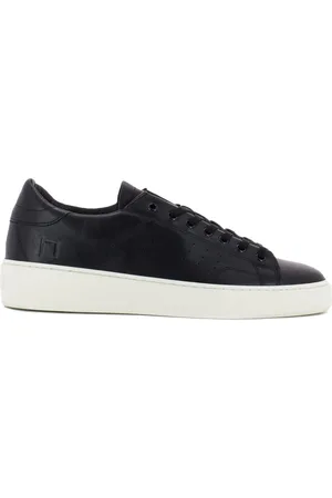 D.A.T.E. Buty, Mężczyzna, Czarny, 44 EU, Czarny skórzany trampki z logo