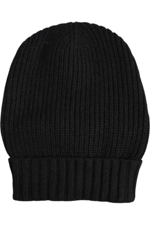Dolce & Gabbana Akcesoria, Kobieta, Czarny, ONE SIZE, Kaszmir, Luksusowy Kaszmirowy Zapięty Czapka