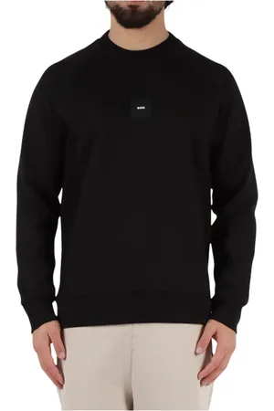 HUGO BOSS Bluzy, Mężczyzna, Czarny, S, Klasyczny Sweter z Czystym Designem