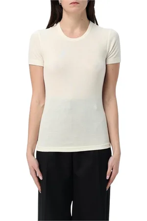 Helmut Lang Koszulki, Kobieta, Beżowy, M, Merino Wool Fitted T-Shirt