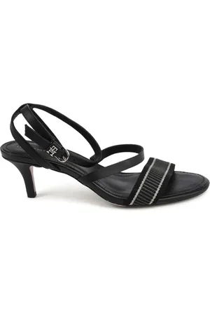 Tommy Hilfiger Buty, Kobieta, Czarny, 38 EU, Czarna skórzana sandał z detaliami