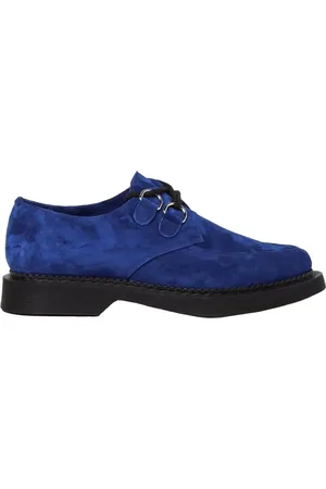 Saint Laurent Buty, Mężczyzna, Niebieski, 44 EU, Zamsz, Zamszowe Buty Derby na Sznurowadła