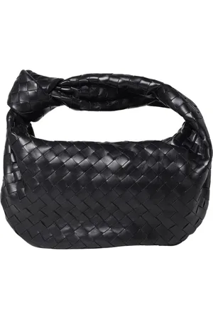 Bottega Veneta Torebki, Kobieta, Czarny, ONE SIZE, Czarna Pleciona Skórzana Torba na Ramię