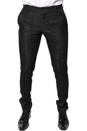 Dolce & Gabbana Spodnie, Mężczyzna, Czarny, S, Nylon, Czarne Spodnie z Kwiatowym Wzorem