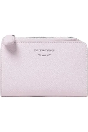 Emporio Armani Akcesoria, Kobieta, Różowy, ONE SIZE, Niebieska Skórzana Portmonetka na Zamek Błyskawiczny