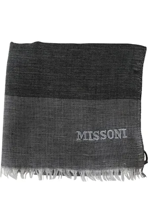 Missoni Akcesoria, Mężczyzna, Szary, ONE SIZE, Wełna, Paski wełniany szal z haftem logo