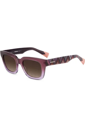 Missoni Akcesoria, Kobieta, Fioletowy, ONE SIZE, Okulary przeciwsłoneczne prostokątne z zawiasami w kształcie zygzaka