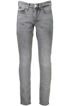 Calvin Klein Jeansy, Mężczyzna, Szary, W28 L32, Bawełna, Slim Taper Jeansy, 5 kieszeni, Recyklingowy bawełna