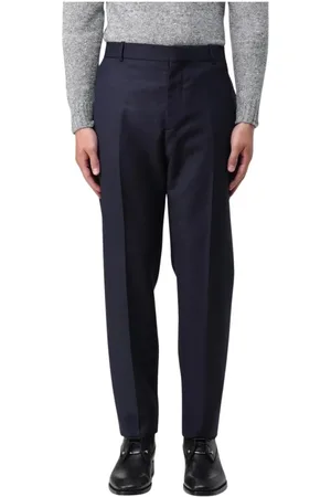 Alexander McQueen Spodnie, Mężczyzna, Niebieski, L, Granatowe Wełniane Spodnie na Miarę
