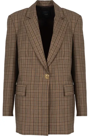 Pinko Kurtki, Kobieta, brązowy, S, Checkered Blazer