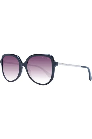 Ted Baker Akcesoria, Kobieta, Czarny, ONE SIZE, Czarne Okulary Przeciwsłoneczne Motylkowe z Różowymi Szkłami Gradientowymi