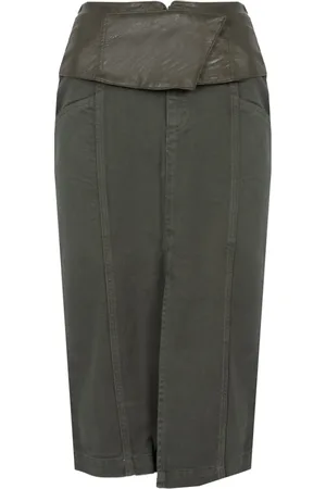 Pinko Spódnice, Kobieta, Zielony, S, Bawełna, Elegancka spódnica midi z paskiem i kieszeniami