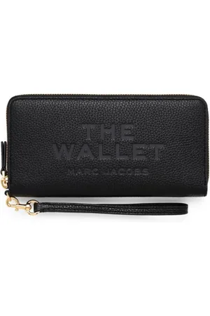 Marc Jacobs Akcesoria, Kobieta, Czarny, ONE SIZE, Czarna Portmonetka z Grawerowanym Logo