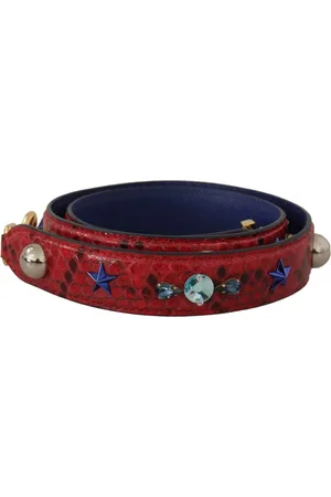 Dolce & Gabbana Torebki, Kobieta, Wielobarwność, ONE SIZE, Luksusowy Czerwony Pasek Skórzany z Pytona