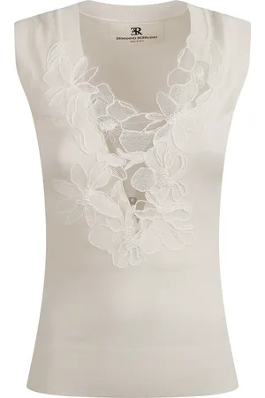 ERMANNO SCERVINO Koszulki, Kobieta, Beżowy, XS, Bawełna, Sweter Tank Top