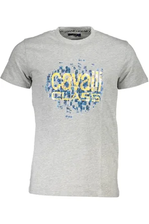 Roberto Cavalli Koszulki, Mężczyzna, Szary, XL, Koszulka z nadrukiem logo