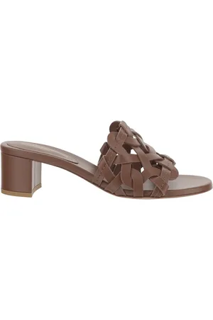 Gianvito Rossi Buty, Kobieta, brązowy, 38 EU, Brązowe Włókniste Skórzane Mules