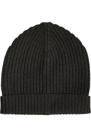 Dolce & Gabbana Akcesoria, unisex, Zielony, ONE SIZE, Kaszmir, Ciemnoszary Kaszmirowy Dzianinowy Beanie Czapka