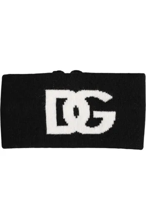 Dolce & Gabbana Akcesoria, Mężczyzna, Biały, ONE SIZE, Kaszmir, Czarno-Biały Zapięty Opaska Czapka