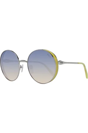 Emilio Pucci Akcesoria, Kobieta, Szary, ONE SIZE, Srebrne Okrągłe Okulary Przeciwsłoneczne Damskie