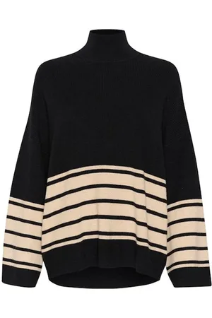 INWEAR Swetry, Kobieta, Czarny, XS, Kaszmir, Paski Sweterek Czarny Melanż