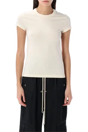 Rick Owens Koszulki, Kobieta, Beżowy, M, Stylowy Cropped Level Tee