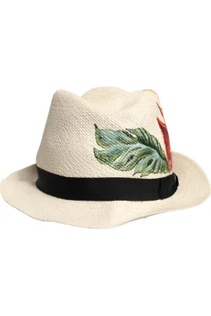 Dolce & Gabbana Akcesoria, Mężczyzna, Beżowy, 57 CM, Fedora Hat z Kwiatowym Nadrukiem