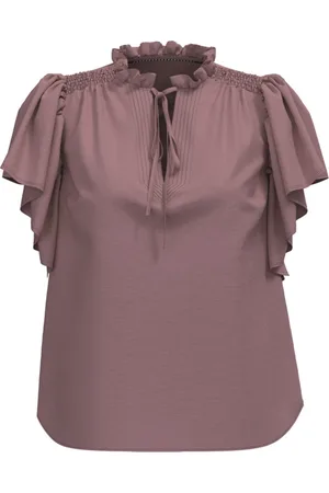 Co`Couture Bluzki, Kobieta, Różowy, XS, Bluzka z falbaną w starym różu