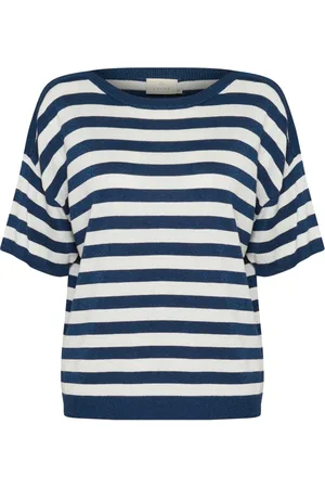 Kaffe Swetry, Kobieta, Wielobarwność, 2XL, Nylon, Sweter w Paski z Brokatowymi Paskami