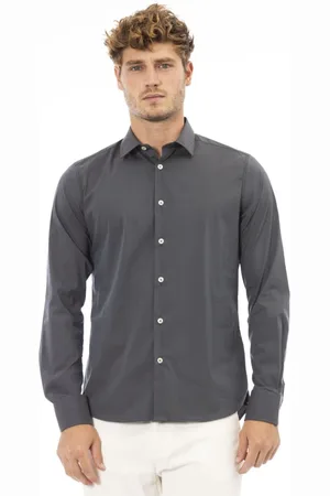BALDININI Koszule, Mężczyzna, Szary, 4XL, Koszula Melody - Regular Fit - Kołnierz Włoski