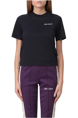 Palm Angels Koszulki, Kobieta, Czarny, XS, Klasyczny Czarny T-shirt dla Kobiet
