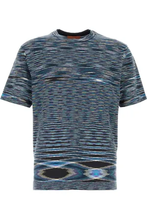 Missoni Koszulki, Mężczyzna, Niebieski, XS, Haftowany T-shirt z bawełny