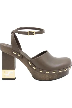 Fendi Buty, Kobieta, brązowy, 36 EU, Brązowe Skórzane Obcasy na Platformie