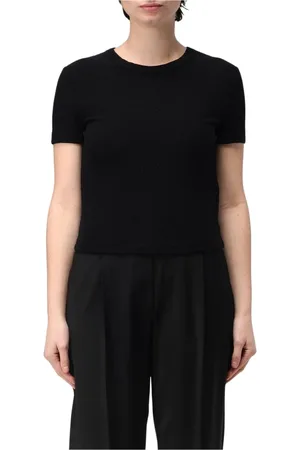Alexander Wang Koszulki, Kobieta, Czarny, L, Czarny top z dekoltem typu crew neck i teksturą